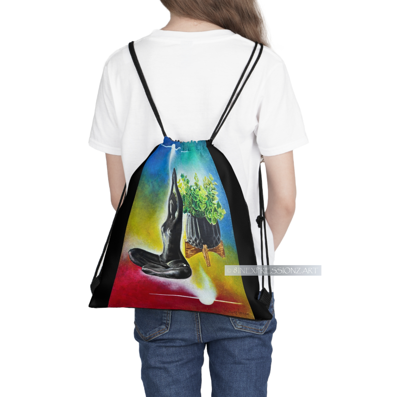 Contentment Drawstring Bag - 8INEXPRESSIONZ.ART